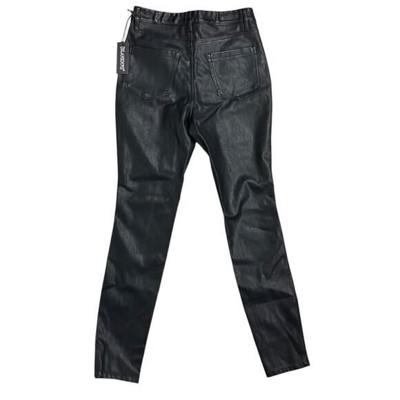 Blank NYC Pants 28 Black Faux‎ Leather High Rise Skinny Button Fly Great Jones - Picture 12 of 15